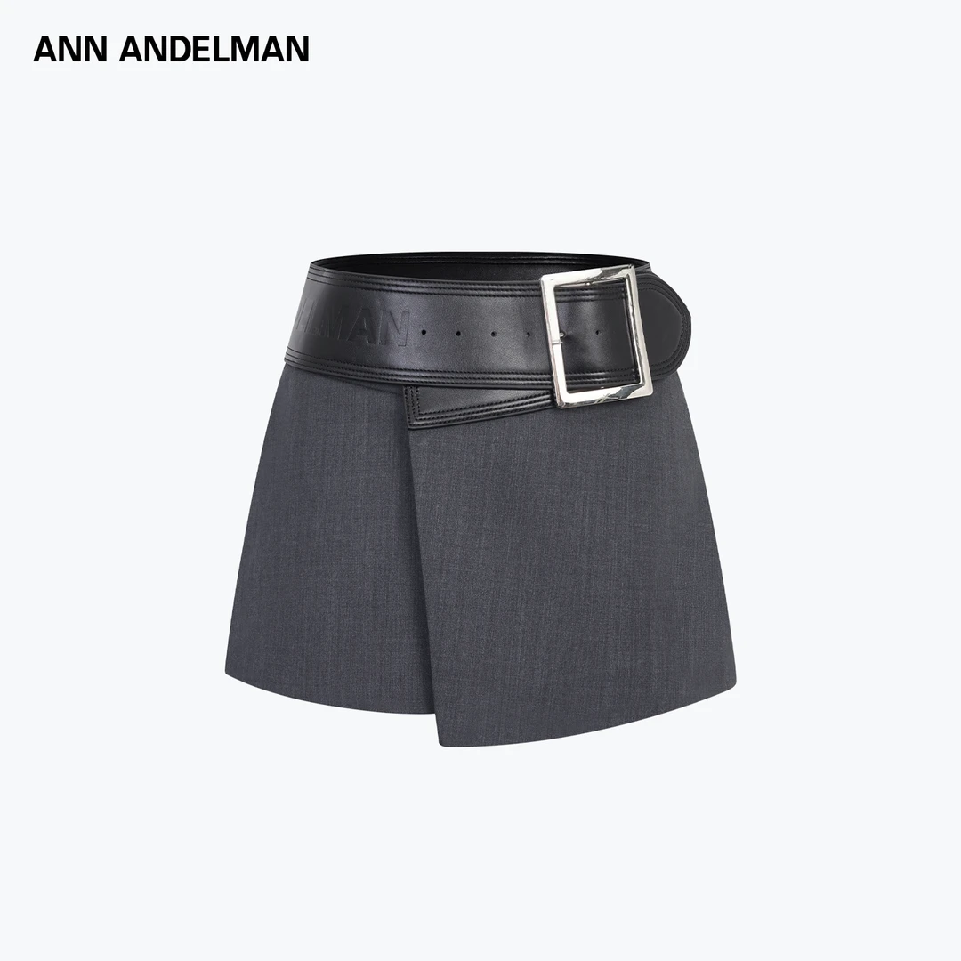 ANN ANDELMAN25秋冬 A型休闲风高腰短裙半身裙百搭包臀裙黑色时尚
