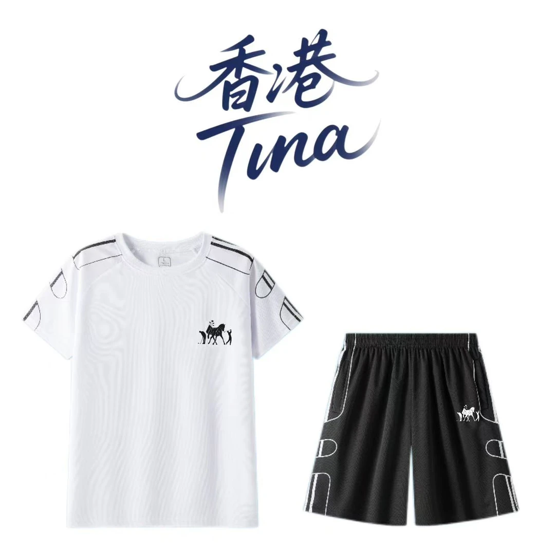 保罗马爵士时尚情侣运动透气休闲速干套装夏季大码男女士圆领宽松