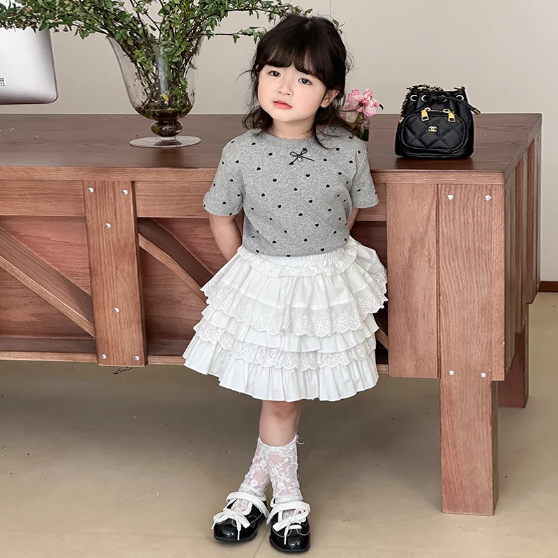 【橘子家】女童露背短袖HS62048短裙HS62009蕾丝边牛仔裤