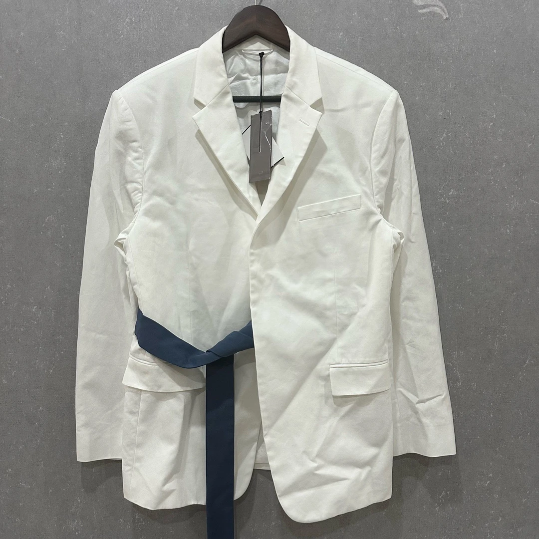 99新 DIOR/迪奥 秀款西服 收腰蓝色腰带 52码 99新带吊004573