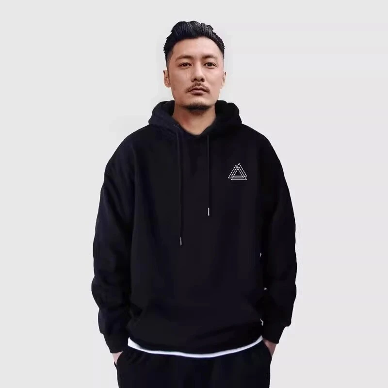 仓石一树美式复古连帽卫衣男士2025年春秋季纯棉薄款简约几何外套