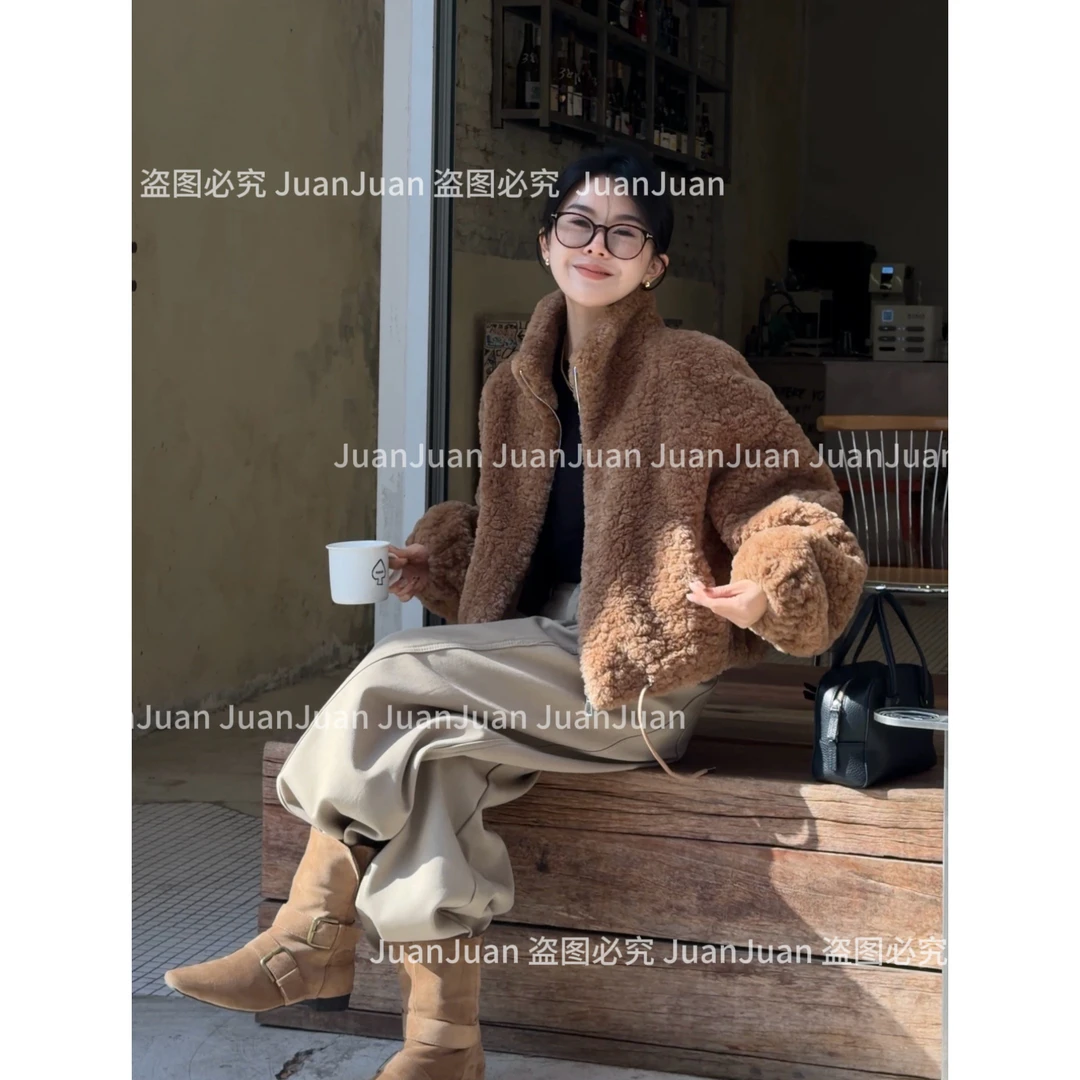 【云朵梦境】JUANJUAN毛毛外套立领皮毛一体宽松休闲