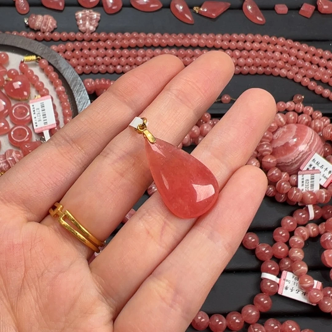 菱锰矿（红纹石）未镶嵌手绳