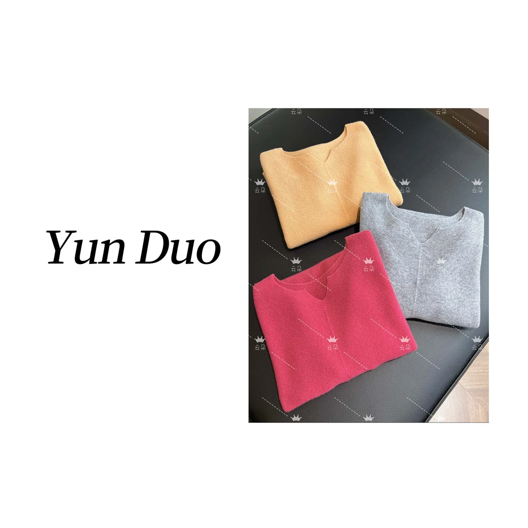 云朵定制【真外贸】全羊毛正反针无缝 高级V领针织衫IE14