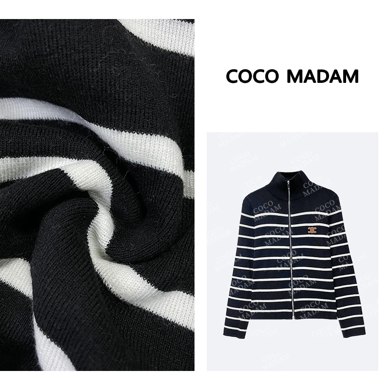 NIUNIU · Niu-460 100精细美丽诺羊毛早春时尚显瘦条纹开衫毛衣