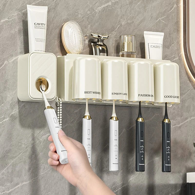 牙刷日常家具置物架漱口杯刷牙杯挂墙卫生间家庭电动牙刷架子