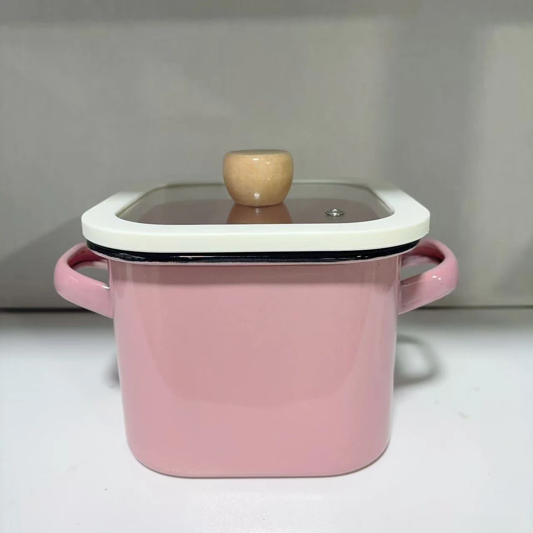 【设计师款】粉色系列 加厚款双耳方锅 15CM 容量1.8L 微瑕疵