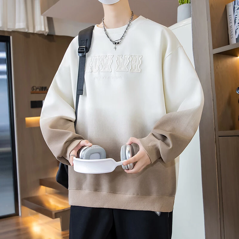 青少年春季新款初中学生圆领卫衣长袖打底上衣休闲百搭宽松港风潮