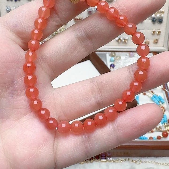 南红玛瑙手链银S925镶嵌手链
