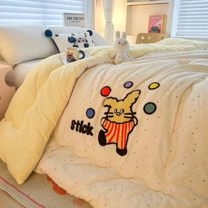 日系あよ西川秋冬加厚保暖被芯亲肤棉被柔软立体毛巾绣被子可机洗