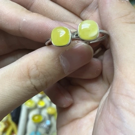 银S925镶嵌蜜蜡裸石多样性发货其一