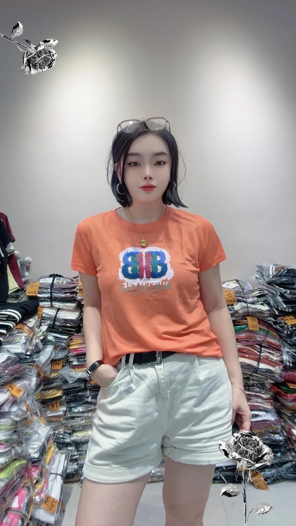 （雅莉家）新款双B洋气显瘦英文短袖T恤舒适百搭女t