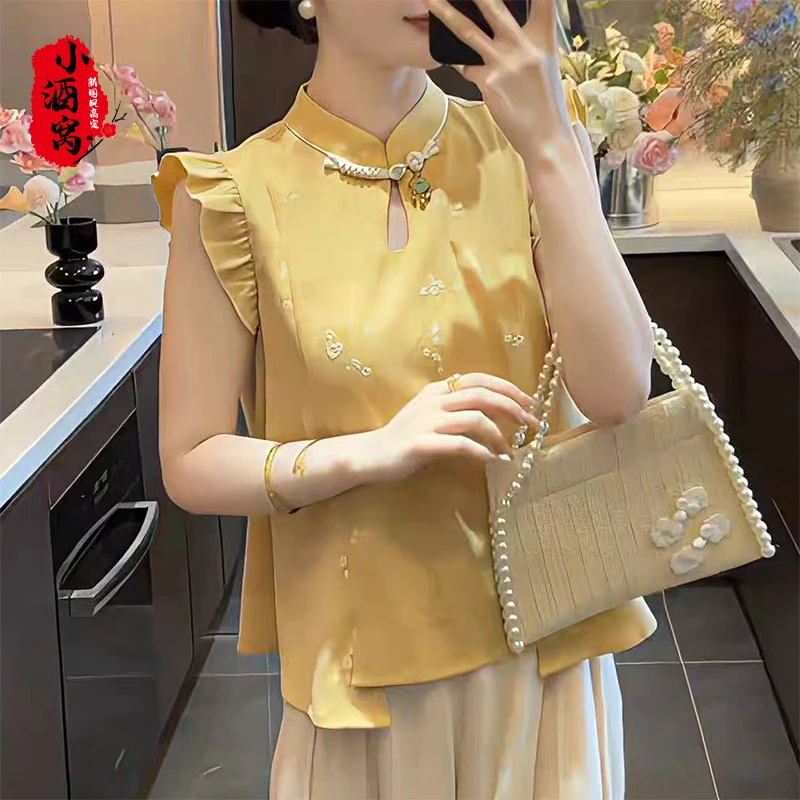 [桃李芬芳]小酒窝新国风 新中式气质时尚上衣打底衫-前60后63