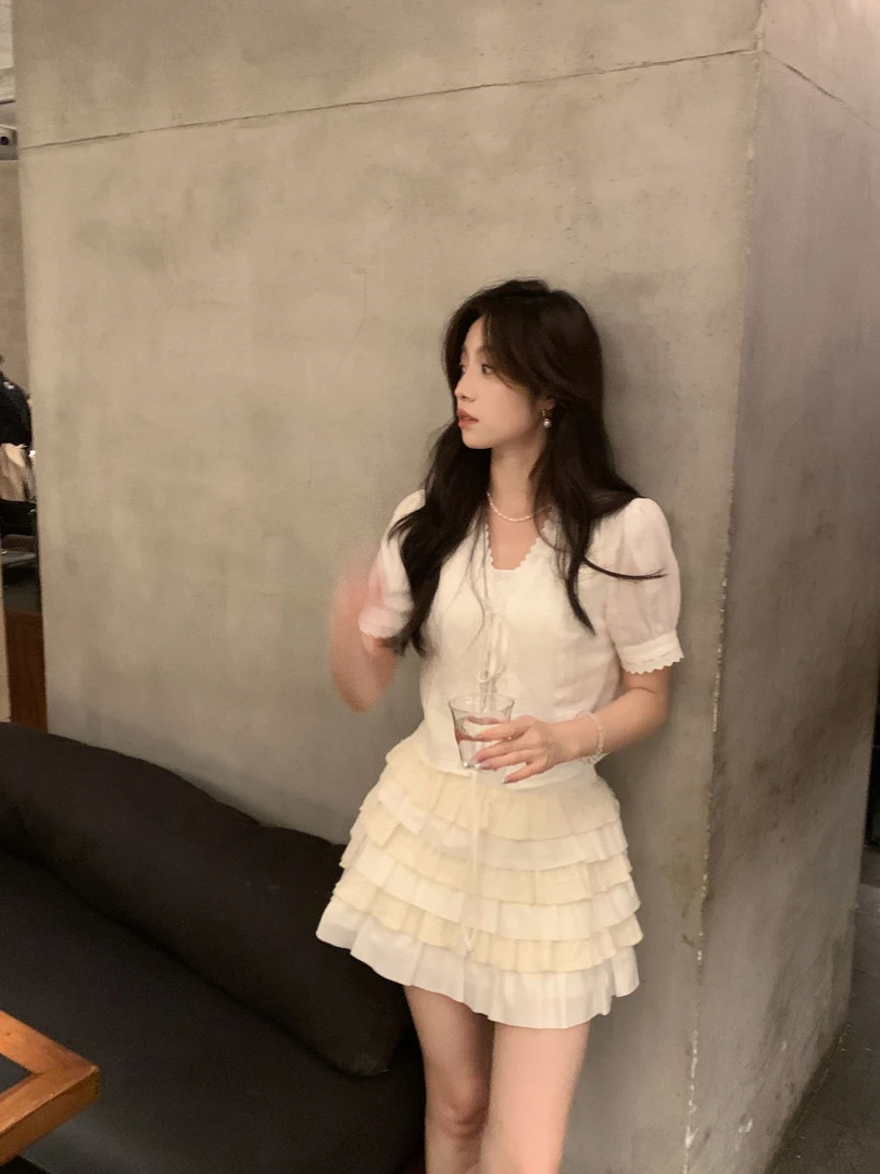现货Even一雯【美梦童话】韩系高智感不规则设计法式温柔百搭半身裙