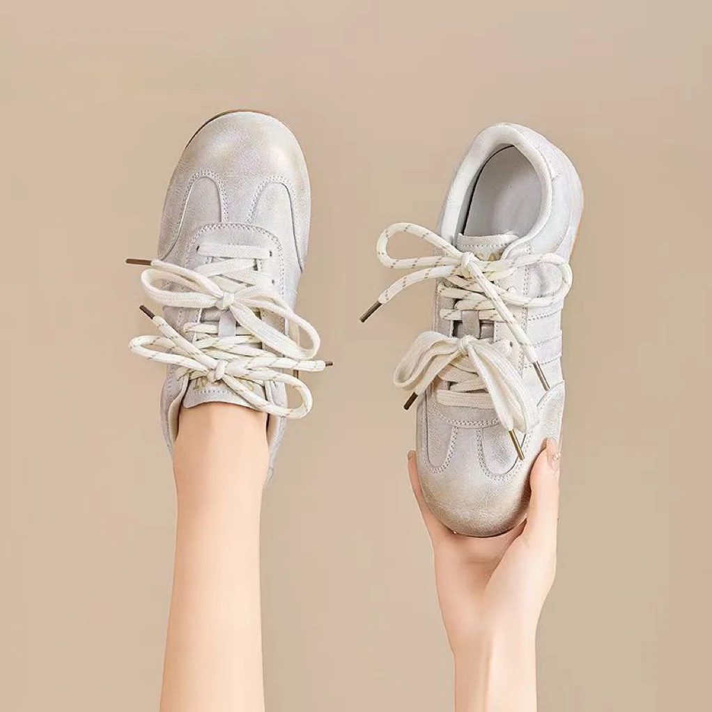 德训鞋女款2025新款夏季华夫休闲运动鞋阿甘鞋复古平底板鞋