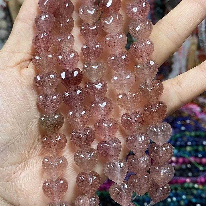 玛瑙/玉髓未镶嵌珠宝半成品天然草莓晶屁桃卡12mm15颗