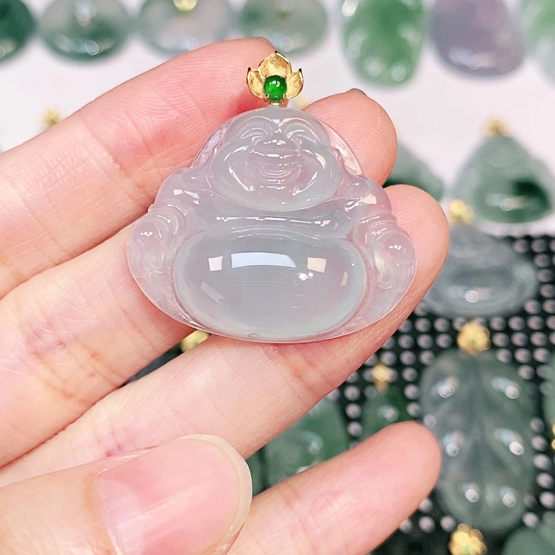 翡翠18K金镶嵌吊坠(不含链)