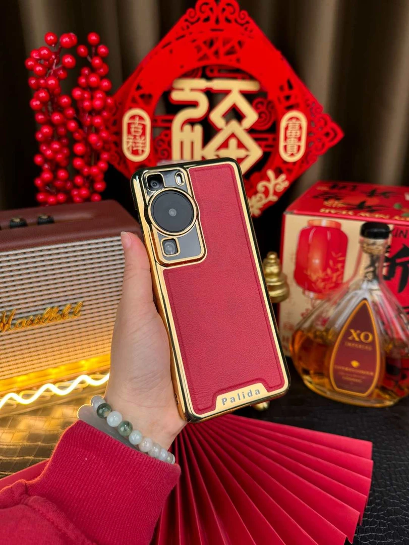 适用【华为P60Pro】高档机甲皮纹手机壳精孔镜头商务防摔保护套