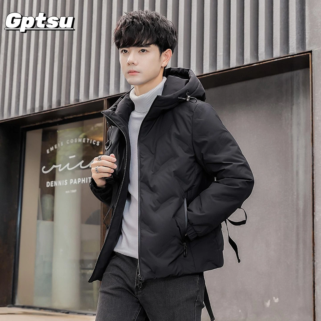 GPTSu轻薄羽绒服男士冬季连帽白鸭绒新款潮牌休闲男装防寒棉袄子