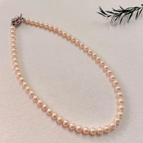 【六六中古】孤品天然海水珍珠项链ty2585链长45珠子7-7.5