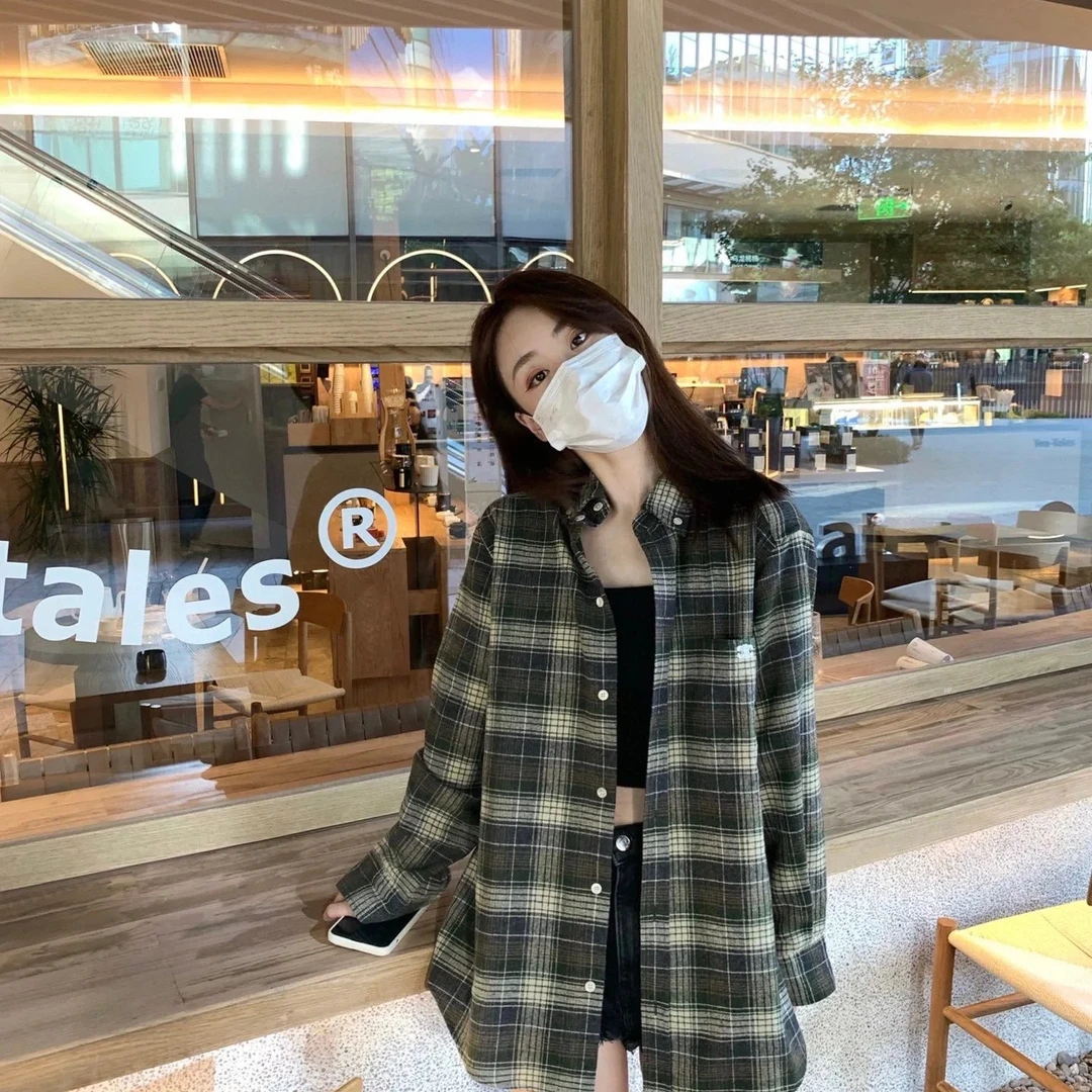 未使用 Celine/思琳 12979250 蓝绿色格子凯旋门羊毛衬衫 38码