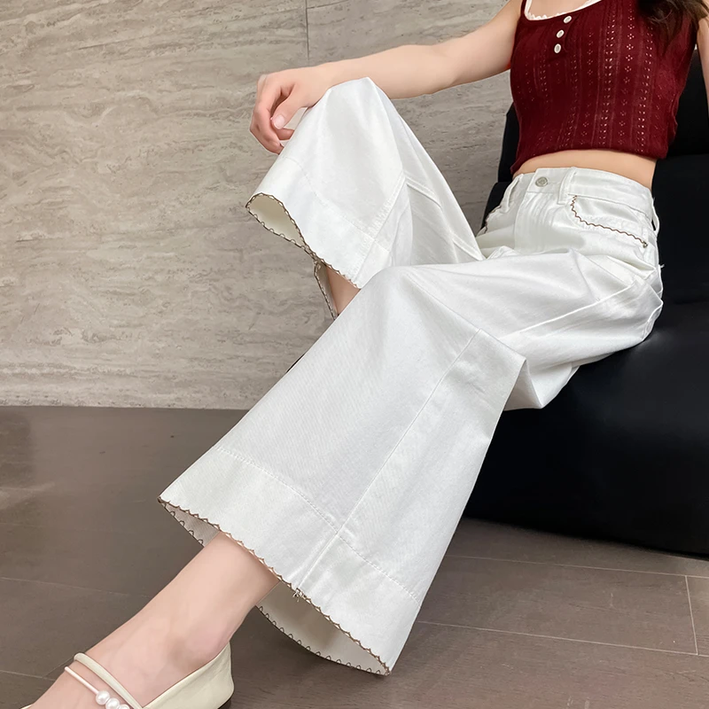 小个子八分牛仔裤女2025春秋季新款宽松显瘦百搭九分阔腿奶奶裤子