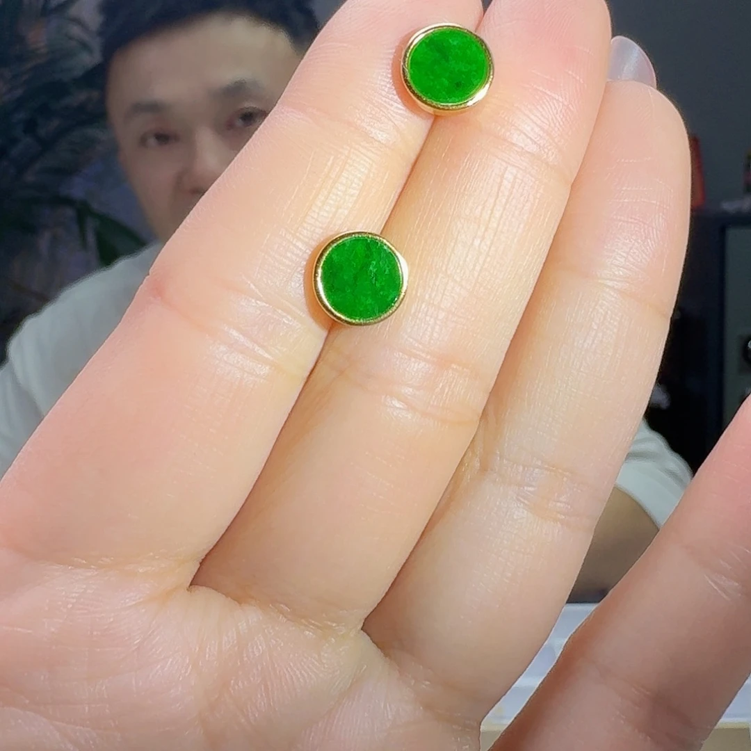 翡翠耳饰银S925镶嵌多样性发货其一