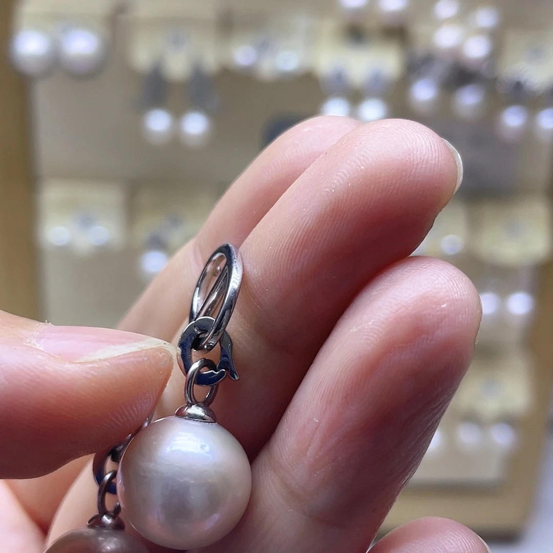 耳饰银S925镶嵌淡水珍珠