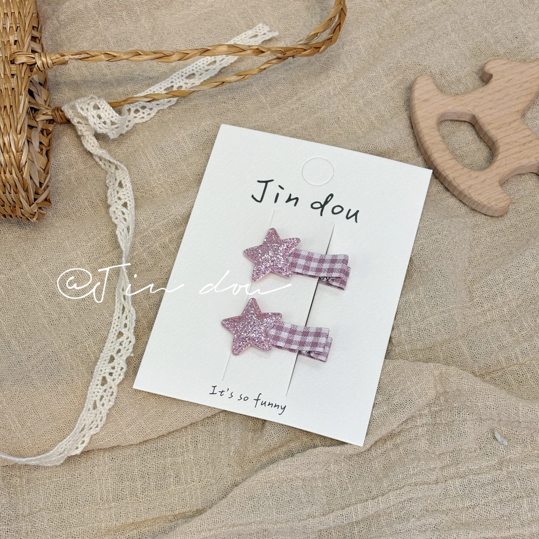 A146——“闪粉格子星”鸭嘴夹