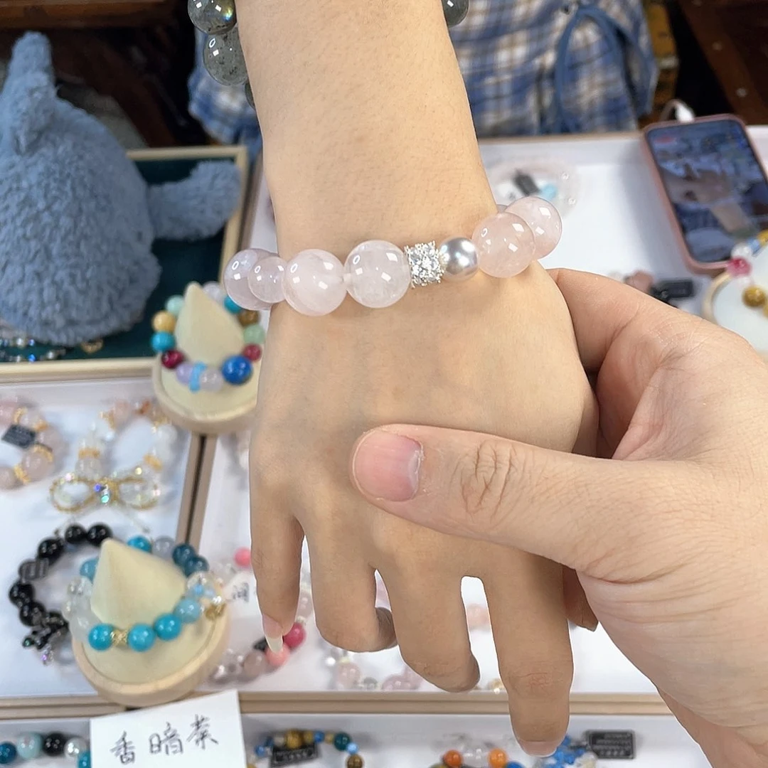 水晶手链银S925镀金镶嵌