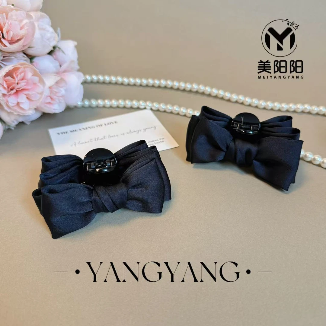 休闲风简约气质百搭高级感缎面蝴蝶结碎发夹边夹小抓夹7cm发卡