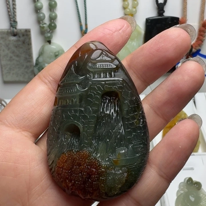 用***7蛇纹石玉未镶嵌吊坠