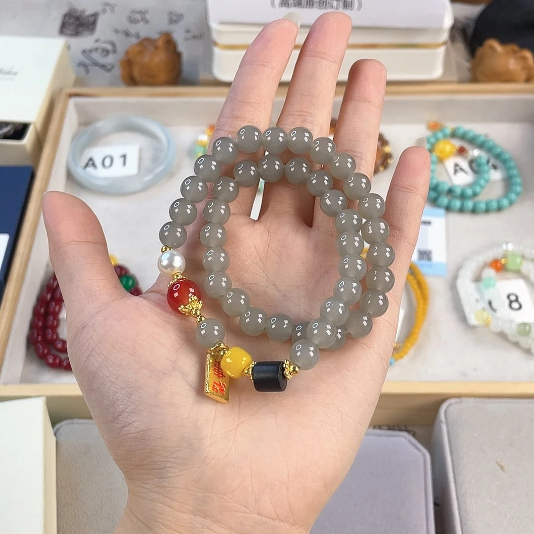 针钠钙石手饰银S925镀金镶嵌