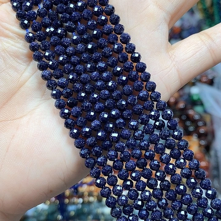 玛瑙/玉髓未镶嵌珠宝半成品蓝沙切面卡4mm(2条）