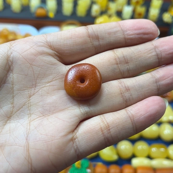琥珀未镶嵌裸石卡19老蜡橘皮藏扣