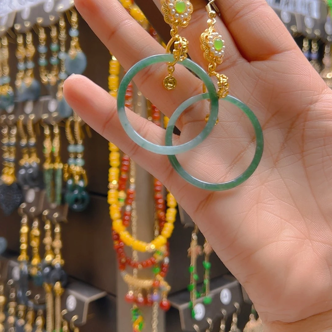 合金翡翠耳坠翡翠