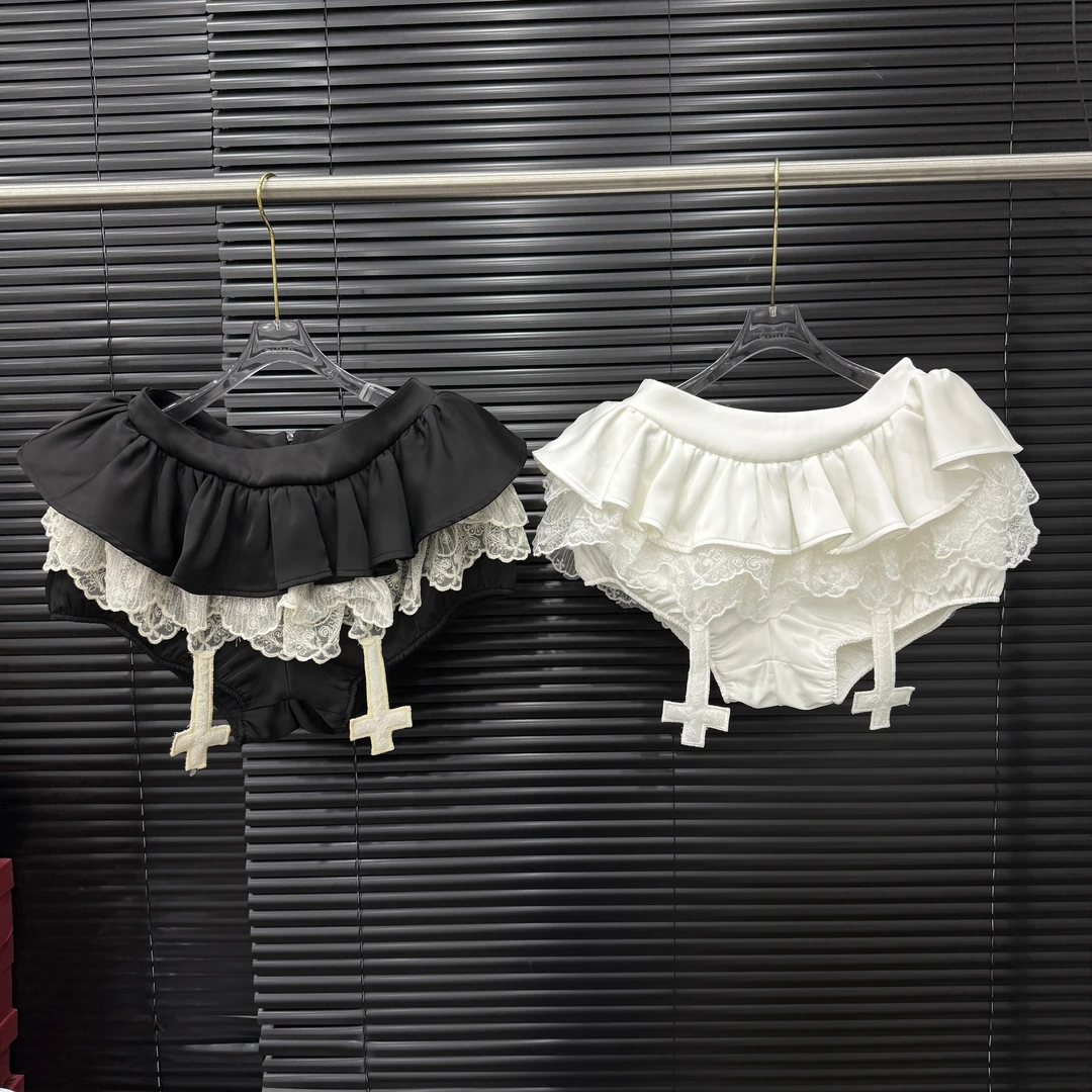 付新博严选女装小众设计蕾丝拼接蓬蓬低腰半身裙女14701