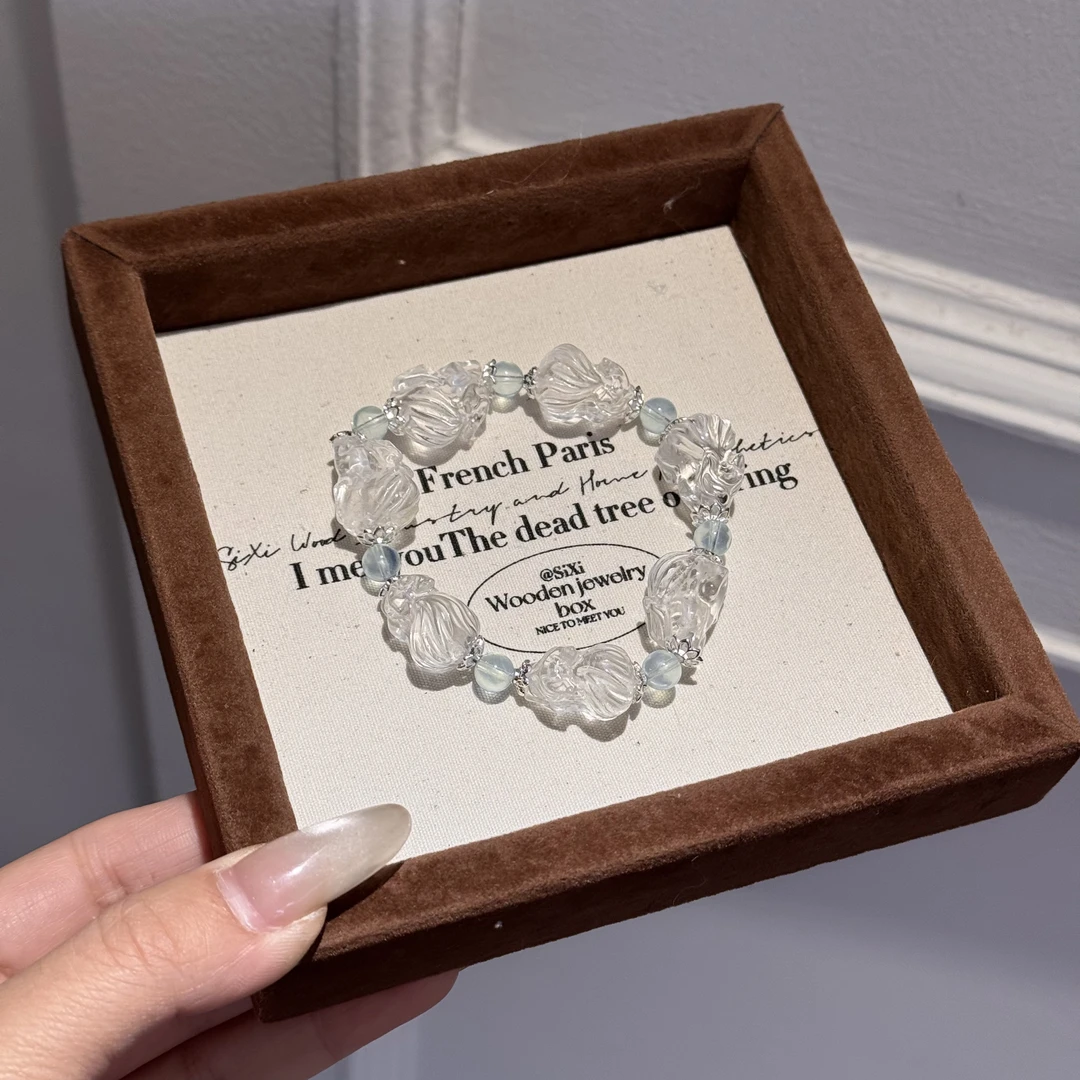 【凤九】天然白水晶趴趴狐简约设计款手串h11