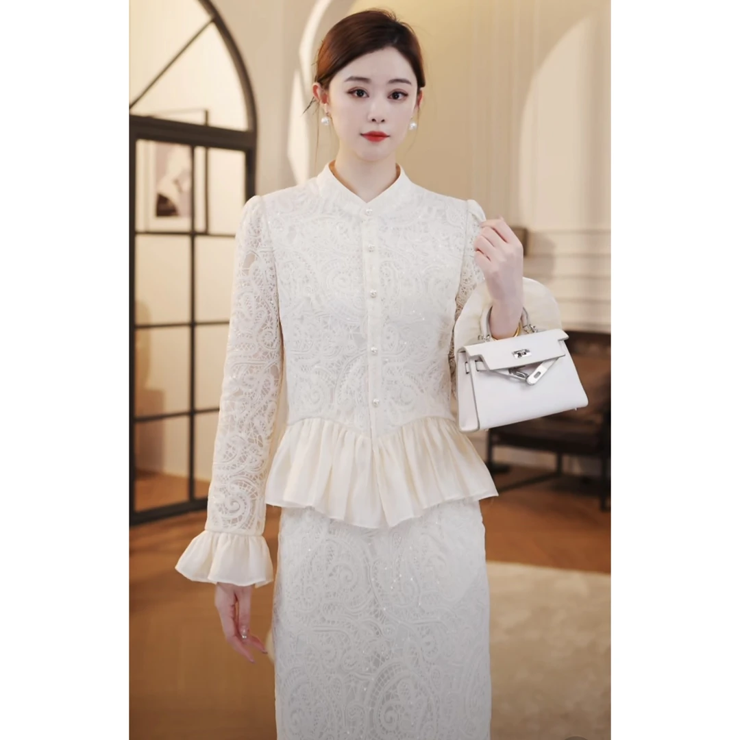 【嘉嘉JIANG】月下江南 原创风手工刺绣衬衫气质套装 XJ251A3065