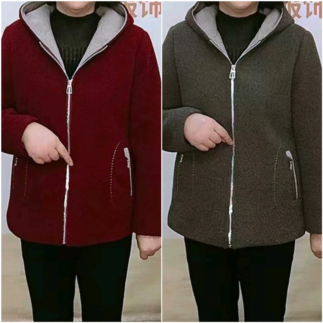 秋冬妈妈装连帽外套【百搭加绒拉链】时尚中老年网红春秋显瘦保暖款