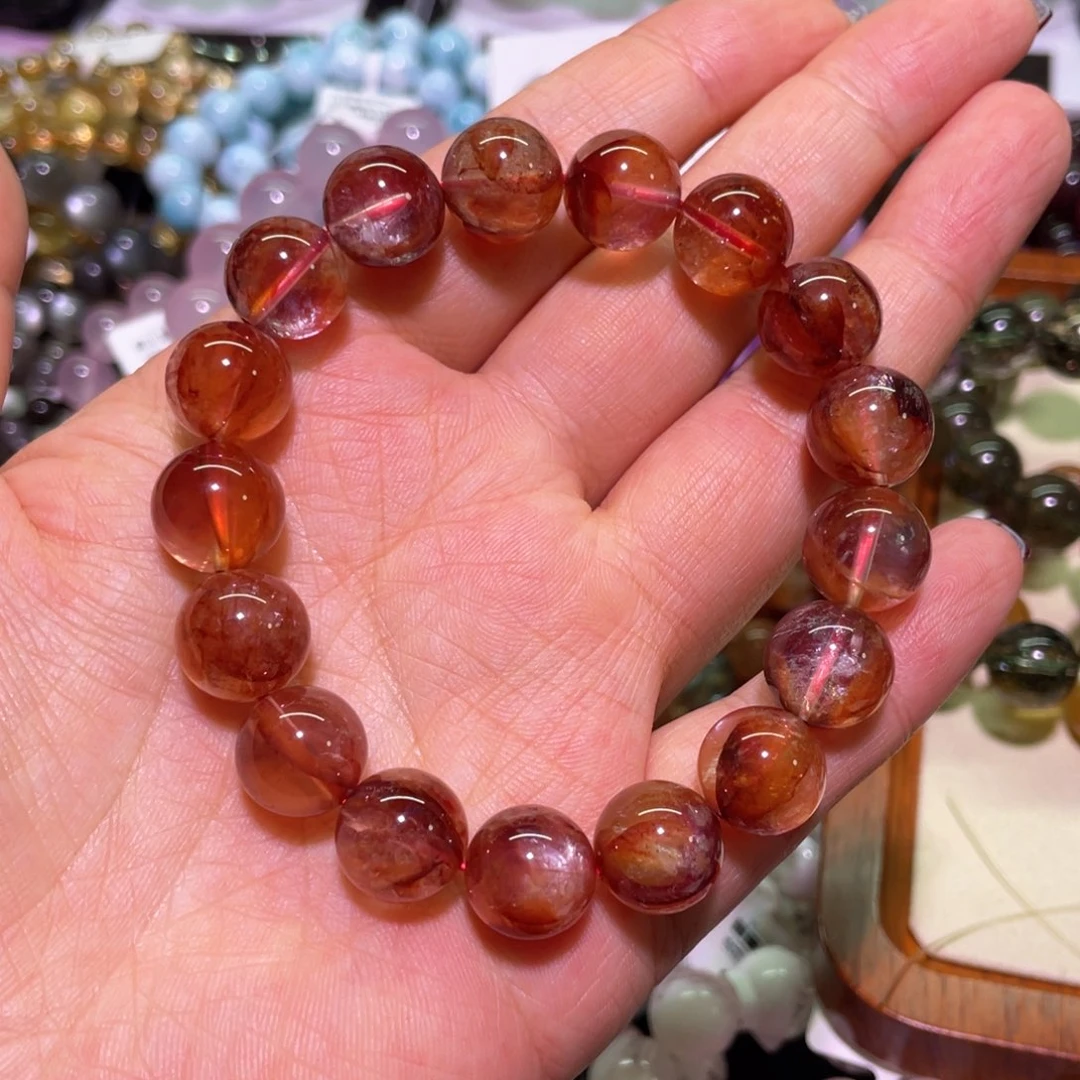 水晶手链未镶嵌12mm红胶花有棉