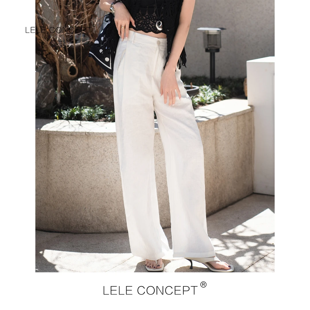 LELE CONCEPT丨【如一】时髦高级感休闲款阔腿麻裤K0207
