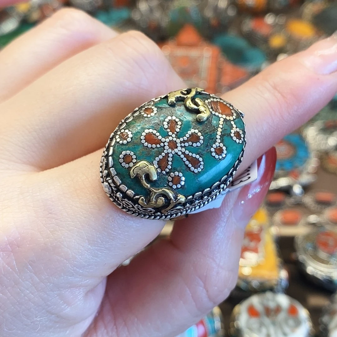 银S925镶嵌绿松石戒指