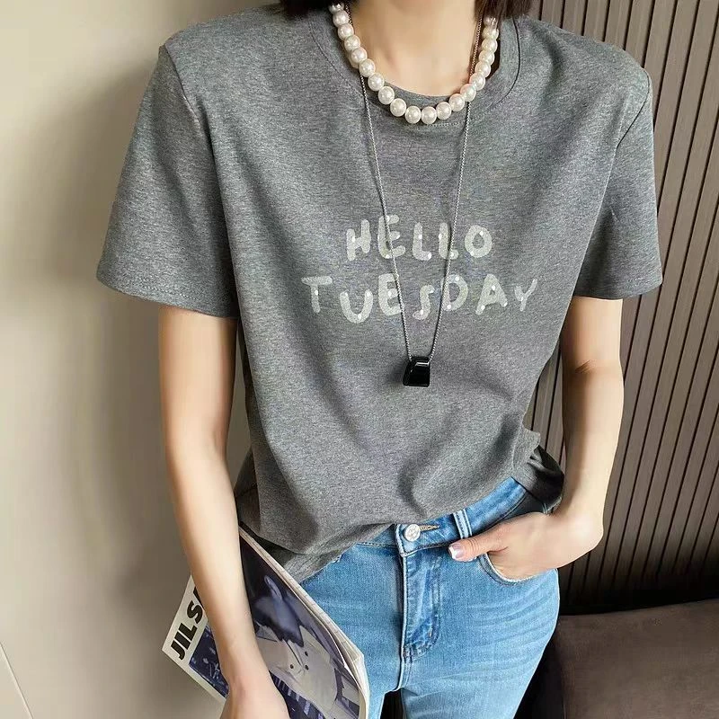 贝姐同款【字母短袖T恤】夏季新款~简约显瘦短袖T恤90010