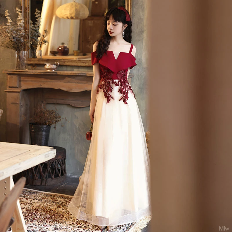 宴会晚礼服敬酒服新娘结婚大码回门2025订婚春季平时可穿裙女新款