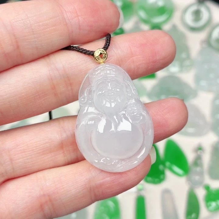 颈饰18K金镶嵌翡翠缅甸天然A货翡翠