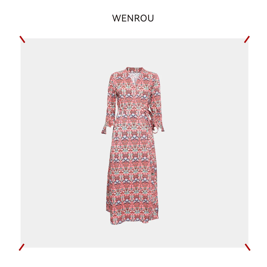 温柔自知 liberty 夏日沙滩 绑带瘦身连衣裙 C240081