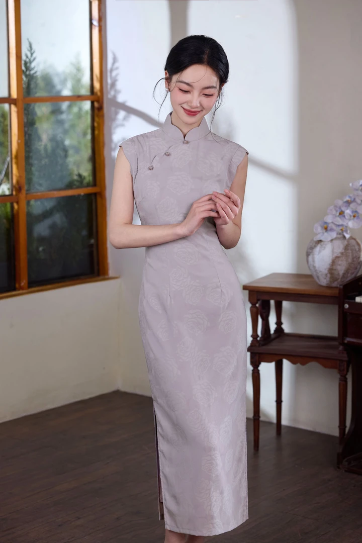 香芋紫复古温柔系旗袍无袖新中式轻奢高级感日常高贵典雅