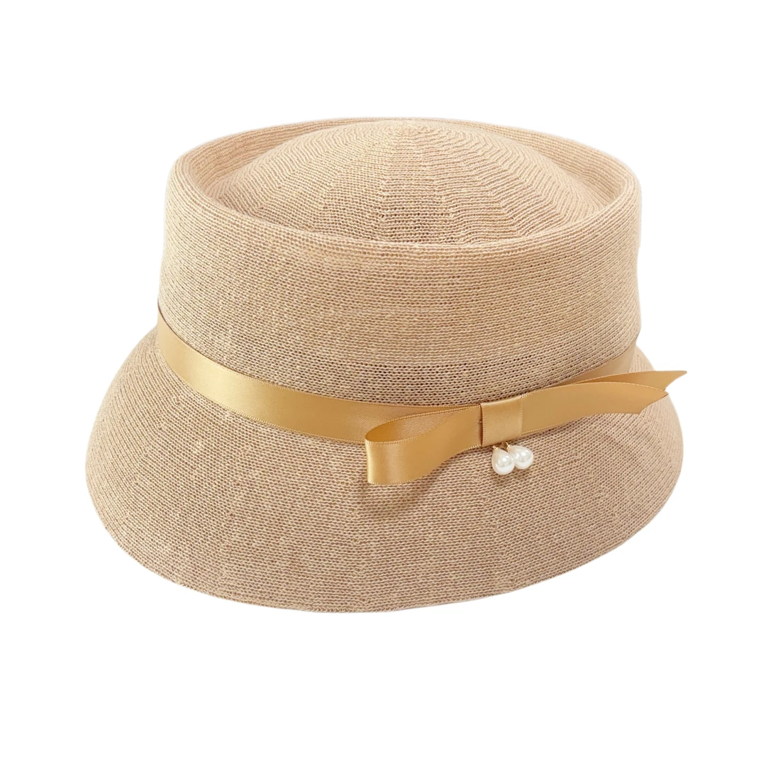 亚麻凹顶赫本风女款小礼帽