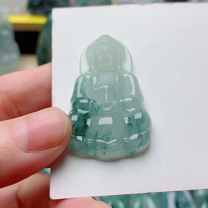 翡翠未镶嵌吊坠(不含链)正装小观音